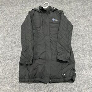 Under Armour Parka Womens Size M Black Quilted ColdGear Infrared EIU Panthers